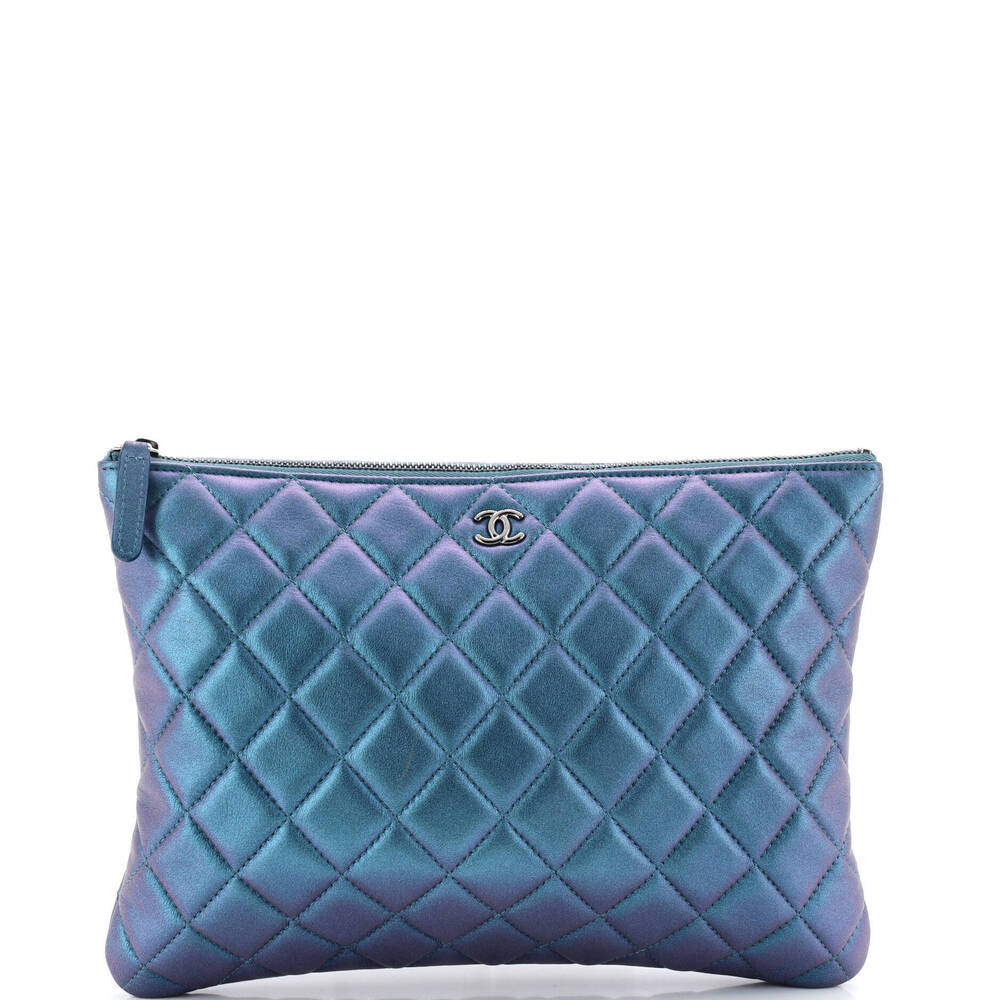 Chanel Medium O Case Clutch Quilted Iridescent Lambskin
